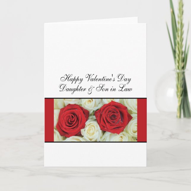 Tarjeta Festiva Hija y esposo de Rosas felices del Día de San Vale (Anverso)