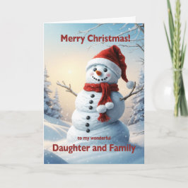 Tarjeta Festiva Hija y Navidades familiares Snowman