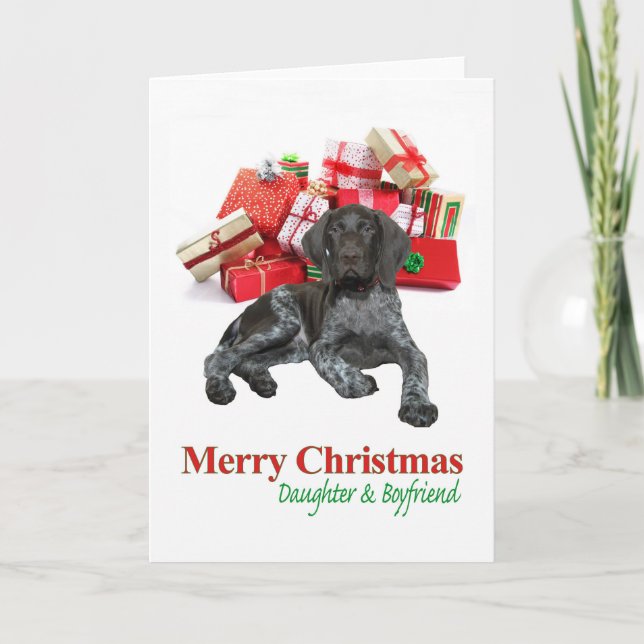 Tarjeta Festiva Hija y novio Navidades Glossy Grizzly (Anverso)