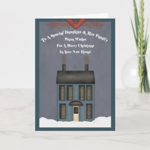 Tarjeta Festiva Hija y su familia, primeros Navidades en un nuevo 