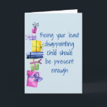 Tarjeta Festiva Hijo a padre madre cumpleaños Funny<br><div class="desc">Puede personalizarse haciendo clic en el botón personalizar y cambiando el nombre, las iniciales o las palabras. También puede cambiar el color y estilo del texto o eliminar el texto para un diseño de sólo imagen. Contáctame en colorflowcreations@gmail.com si quieres tener este diseño en otro producto. Compra mi pintura de...</div>