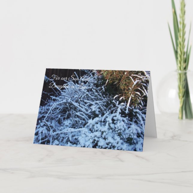 Tarjeta Festiva Hijo de escena de nieve y Navidades cuñados (Anverso)