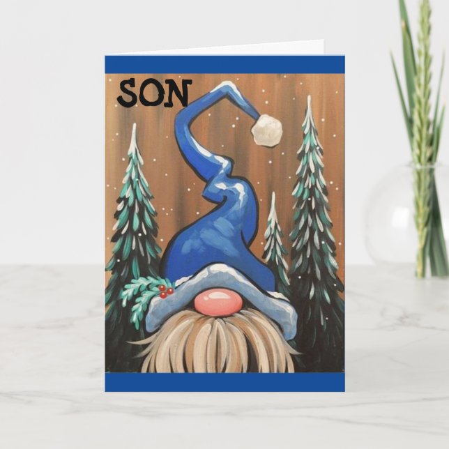 TARJETA FESTIVA *HIJO* GNOME ESTÁ DIFUNDIENDO "NAVIDADES CHEER" (Anverso)