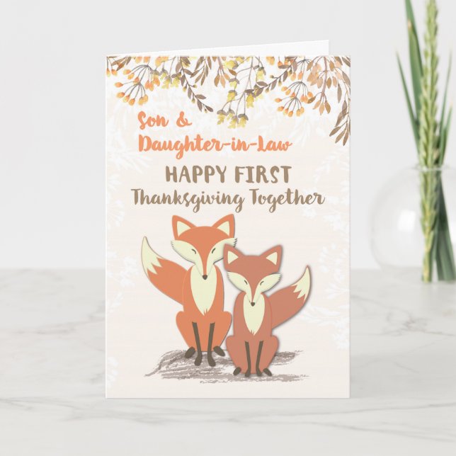 Tarjeta Festiva Hijo y cuñada recién casados 1º Día de Acción de G (Anverso)