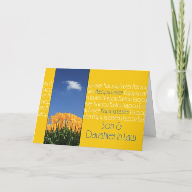 Tarjeta Festiva Hijo y esposa Feliz Pascua (Anverso)