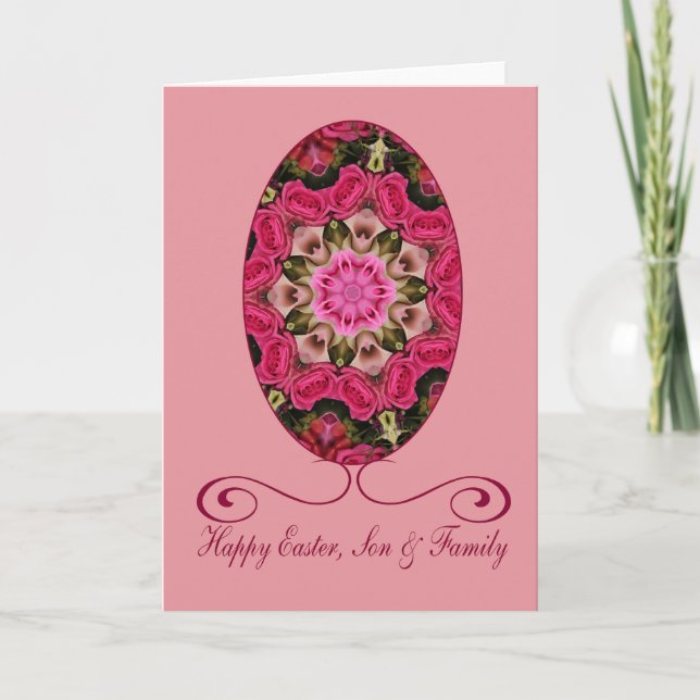 Tarjeta Festiva Hijo y familia Feliz Pascua (Anverso)