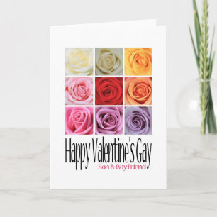 Tarjeta Festiva Hijo y novio de Valentine Gay, Rosas arcoiris