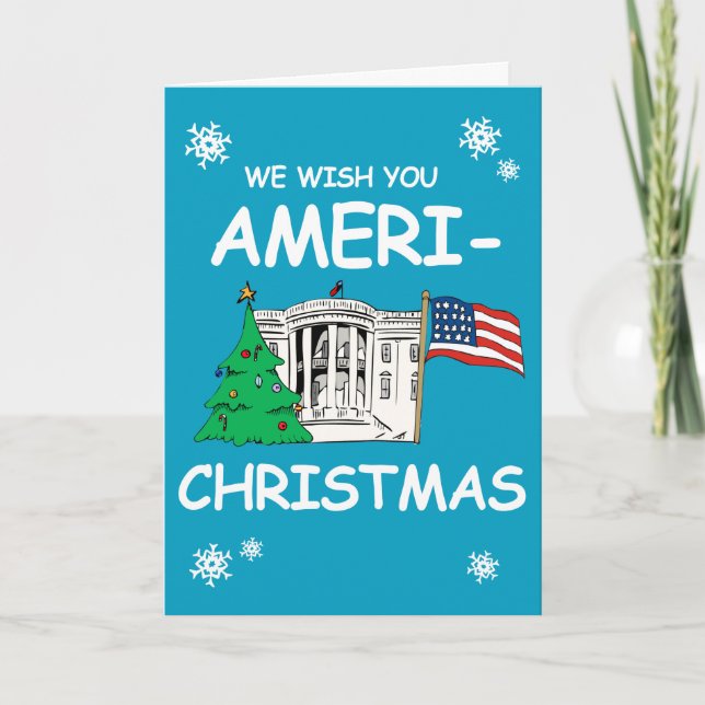 Tarjeta Festiva Hillary y Obama te desean Navidades norteamericano (Anverso)