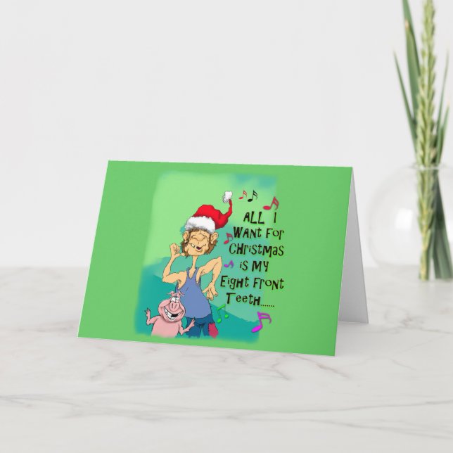 Tarjeta Festiva Hillbilly que canta sobre mis ocho dientes (Anverso)