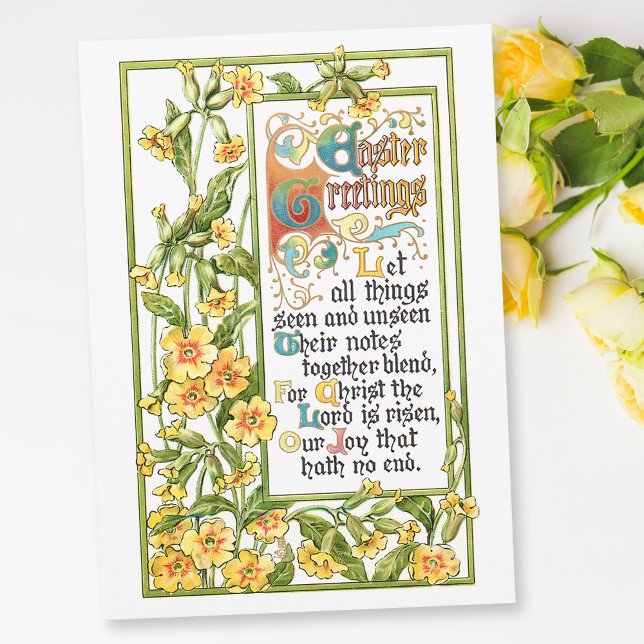 Tarjeta Festiva Himno de Pascua Religioso y Primoras (Subido por el creador)
