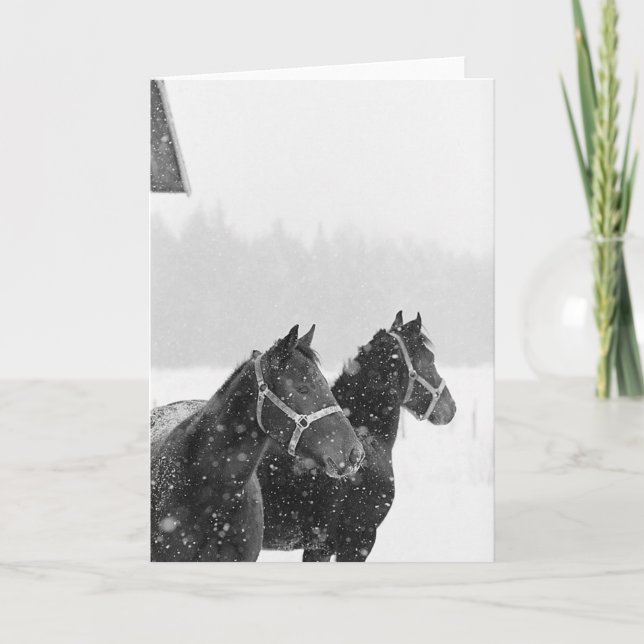 Tarjeta Festiva Hioliday: Navidades de los Caballos de Nieve Equin (Anverso)
