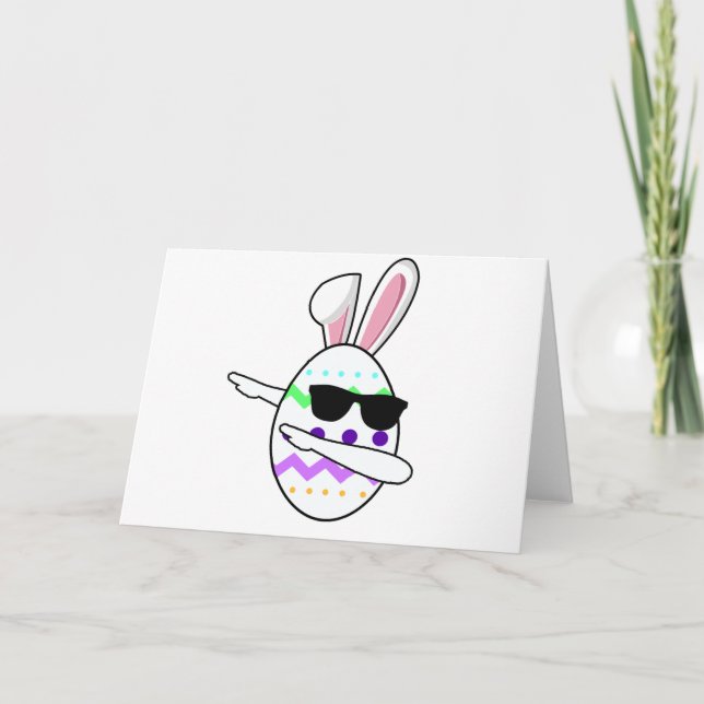 Tarjeta Festiva Hip Hop Bailando Huevo Conejo Niños De Pascua Adul (Anverso)
