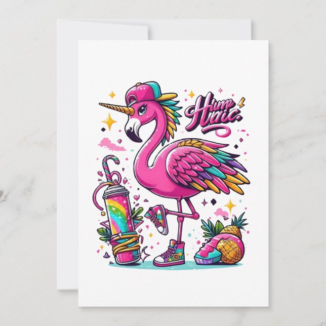 Tarjeta Festiva Hiphop de Flamingo (Anverso)