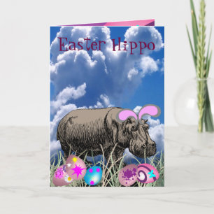 Tarjeta Festiva Hipopótamo de Pascua