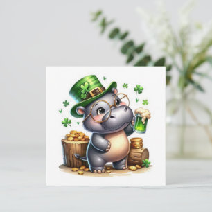 Tarjeta Festiva Hipopótamo del Día de San Patricio