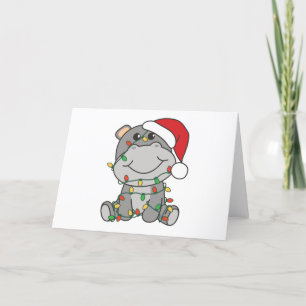 Tarjeta Festiva Hippo Navidades Animales de Invierno Hippos