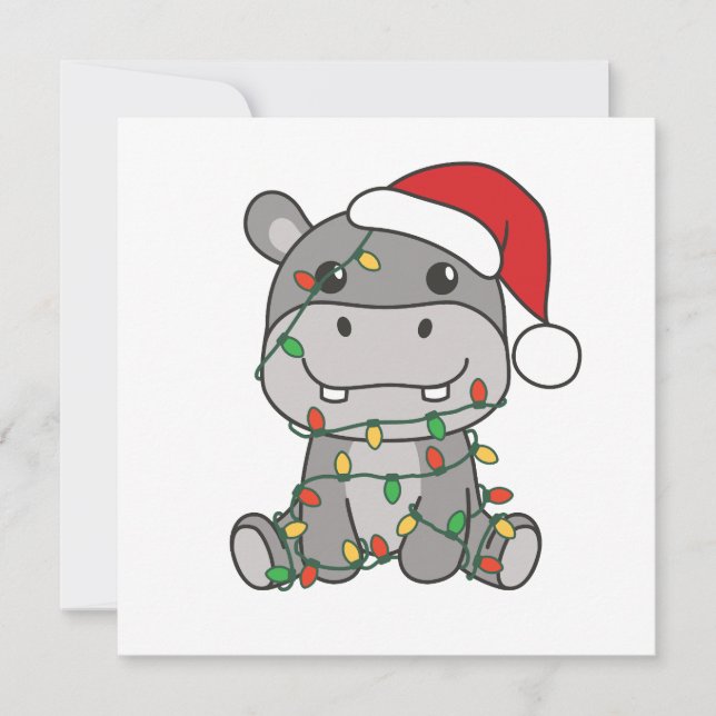 Tarjeta Festiva Hippo Navidades Animales de Invierno Hippos (Anverso)