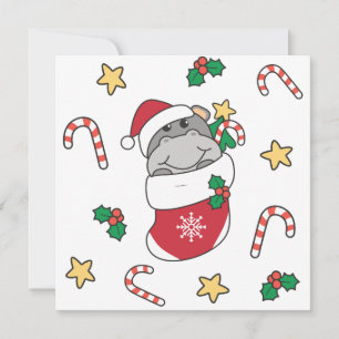 Tarjeta Festiva Hippo Navidades Nieve Animales De Invierno Hippos