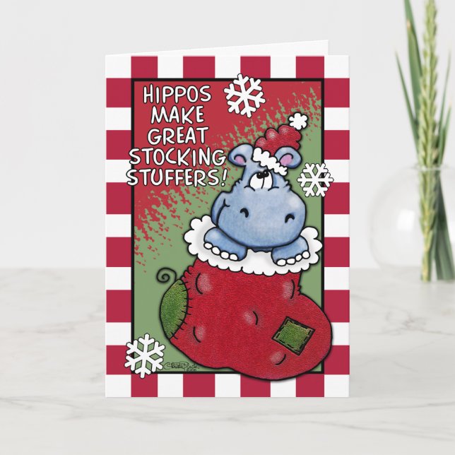 Tarjeta Festiva Hippos Hacer Grandes Atascos (Anverso)