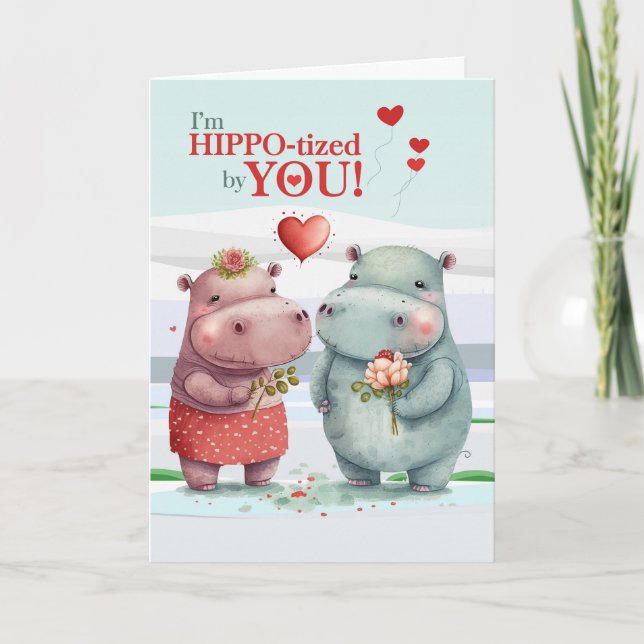 Tarjeta Festiva HIPPOtizado Por Su El día de San Valentín Hippopót (Anverso)