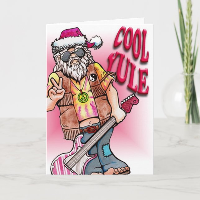 Tarjeta Festiva Hippy Santa (Anverso)