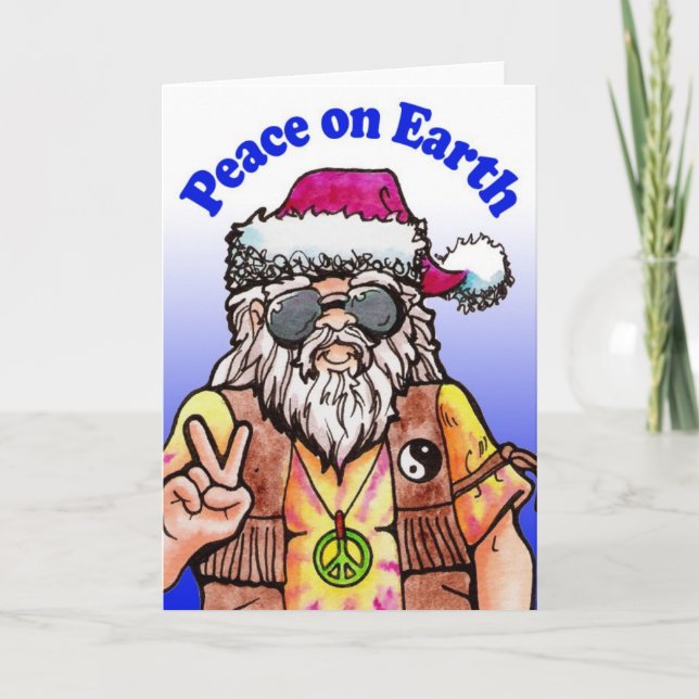 Tarjeta Festiva Hippy Santa (Anverso)