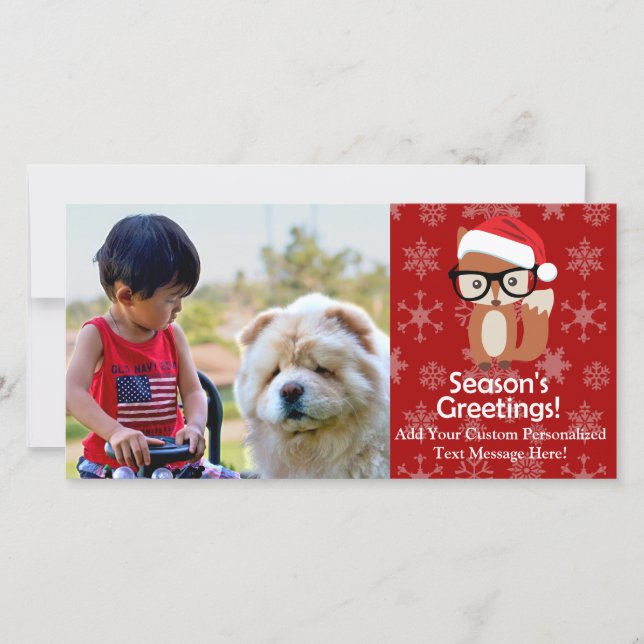 Tarjeta Festiva Hipster Holiday Fox Cute Animal Navidades (Anverso)