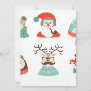 Tarjeta Festiva hipster navidades santa