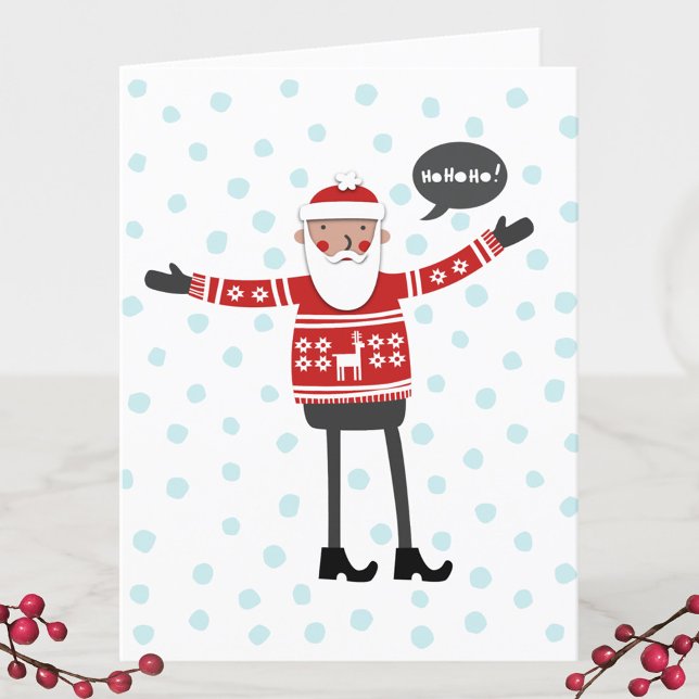 Tarjeta Festiva Hipster Santa (Hipster Santa in Skinny Jeans Christmas greetings card)