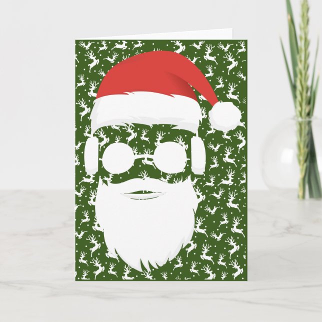 Tarjeta Festiva Hipster Santa Claus Reindeer Ugly Christmas Gift (Anverso)