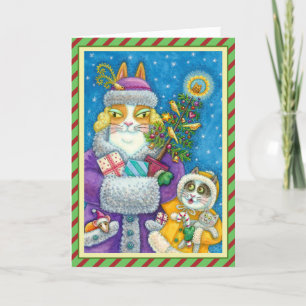 TARJETA FESTIVA HISS N' FITZ GATOS COMPRAS NAVIDEÑAS, ÁRBOL DE PLU