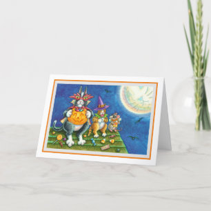 TARJETA FESTIVA HISS N' FITZ GATOS, TRICK O TREAT FUNNY HALLOWEEN