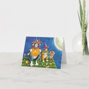TARJETA FESTIVA HISS N' FITZ GATOS, TRICK O TREAT FUNNY HALLOWEEN