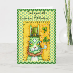 TARJETA FESTIVA HISS N' FITZ LEPRECHAUN, ST. GATO DIVERTIDO DEL DÍ