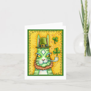 TARJETA FESTIVA HISS N' FITZ LEPRECHAUN, ST. GATO DIVERTIDO DEL DÍ
