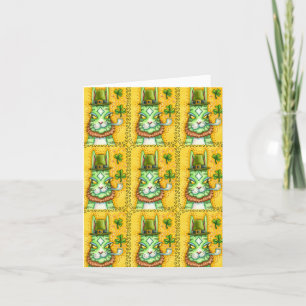 TARJETA FESTIVA HISS N' FITZ LEPRECHAUN, ST. GATO DIVERTIDO DEL DÍ