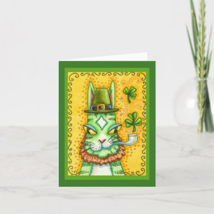 TARJETA FESTIVA HISS N' FITZ LEPRECHAUN, ST. GATO DIVERTIDO DEL DÍ