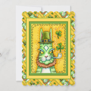 Tarjeta Festiva HISS N' FITZ LEPRECHAUN ST. PADDY'S FUNNY CAT Flat