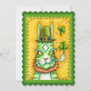Tarjeta Festiva HISS N' FITZ LEPRECHAUN ST. PADDY'S FUNNY CAT Flat