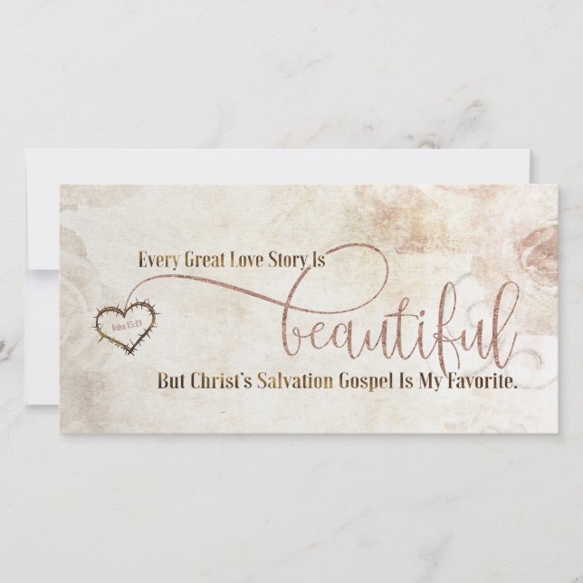 Tarjeta Festiva HISTORIA DE AMOR DE GOSPEL Escritura cristiana de  (Anverso)