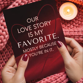 Tarjeta Festiva Historia de Amor Romántico Apasionado Rojo San Val