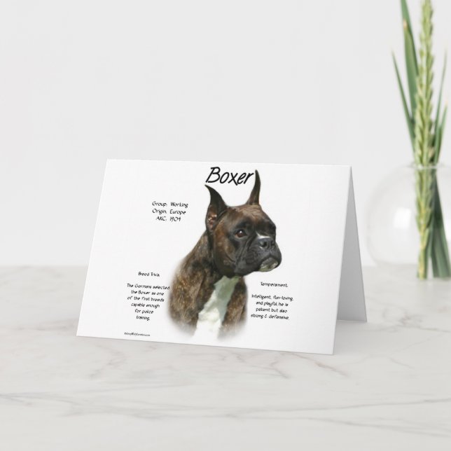 Tarjeta Festiva Historia de Brindle Boxer (Anverso)