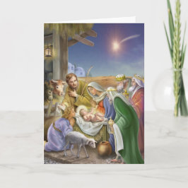 Tarjeta Festiva Historia de la Natividad con apóstoles, Jesús, Mar