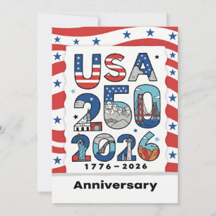 Tarjeta Festiva Historia Patriótica Americana 250 Aniversario de E
