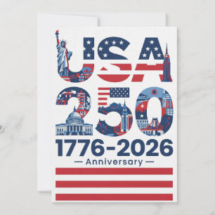 Tarjeta Festiva Historia Patriótica Americana 250 Aniversario de E