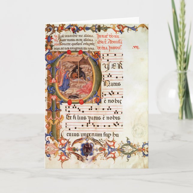 Tarjeta Festiva Historiated rubrica "P" que representa la (Anverso)