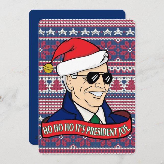 Tarjeta Festiva Ho Cómo es que su presidente Joe Funny Flat Biden  (Anverso / Reverso)