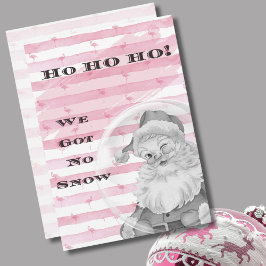 Tarjeta Festiva Ho Ho Cómo No Tenemos Nieve Flamingo Vintage Santa