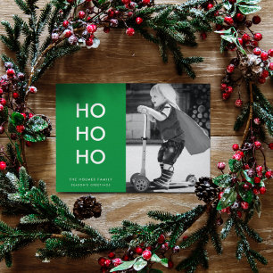Tarjeta Festiva Ho Ho Ho   Brillantes Navidades Verdes Alegran Fot
