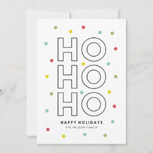 Tarjeta Festiva Ho Ho Ho Confeti de Colores Puntos Fiesta
